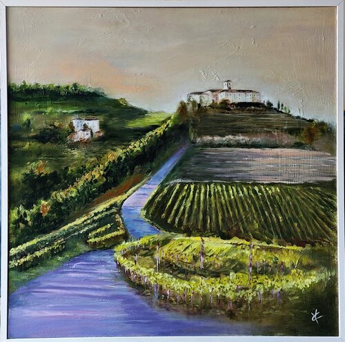 Colline friulane.. Abbazia di Rosazzo con i suoi vigneti de VALNEA CARNIEL, Pintura a la venta en Singulart