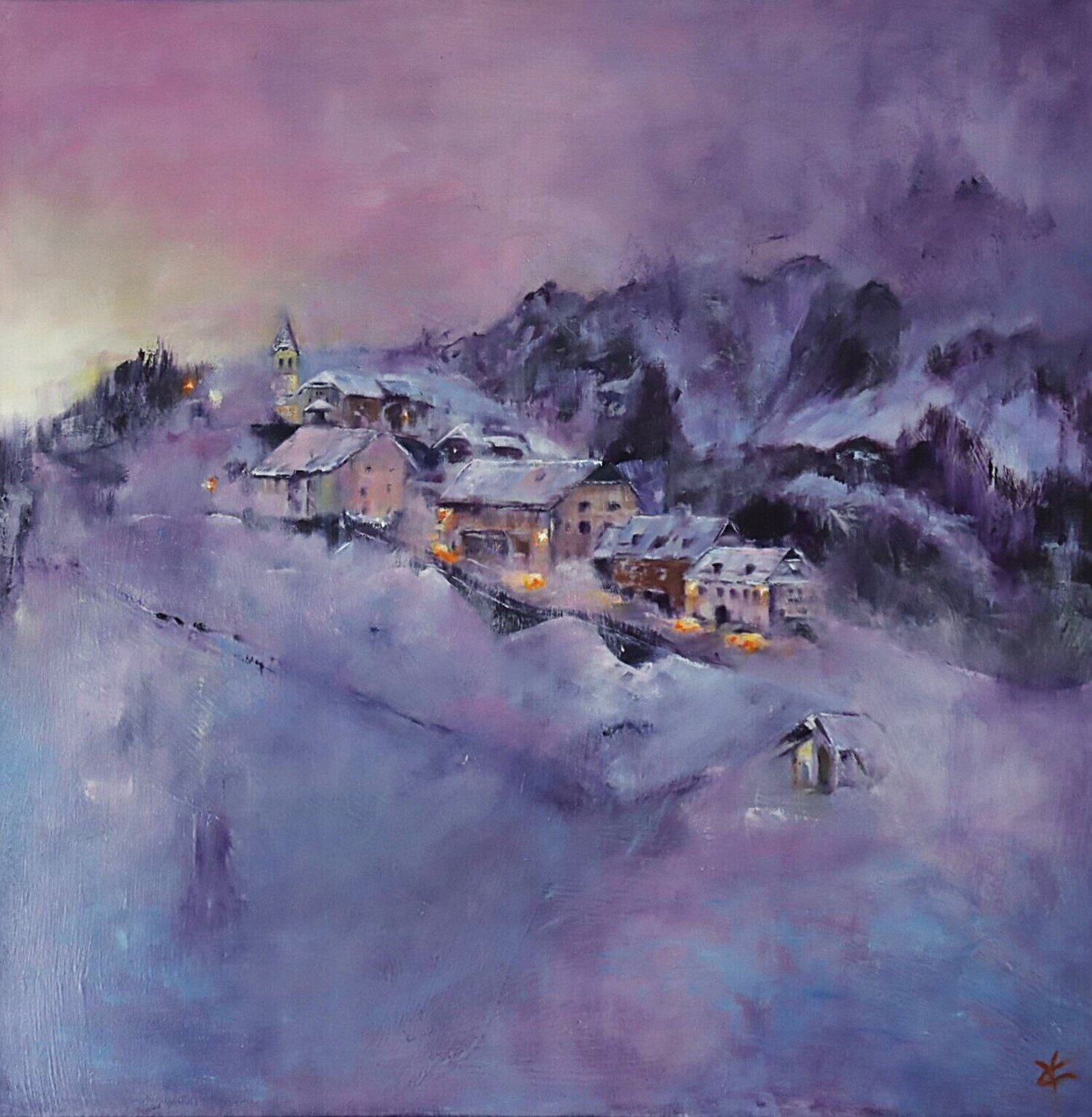 ALBA SUL MONTE LUSSARI VALNEA CARNIEL Original painting for sale