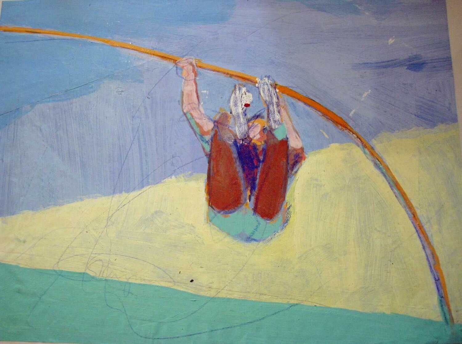 Pole vault Steve Kuzma Dipinto originale in vendita