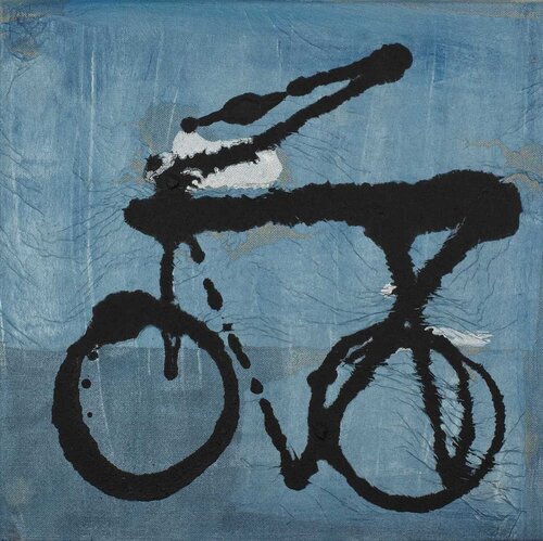 Icare devant le magazin de culottes cyclistes di Christine Robion, Pittura in vendita su Singulart