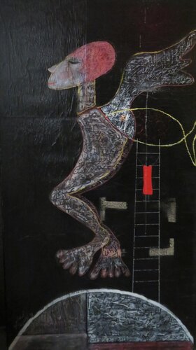 L'homme Oiseau - Poisson par Hamid, Peinture en vente sur Singulart