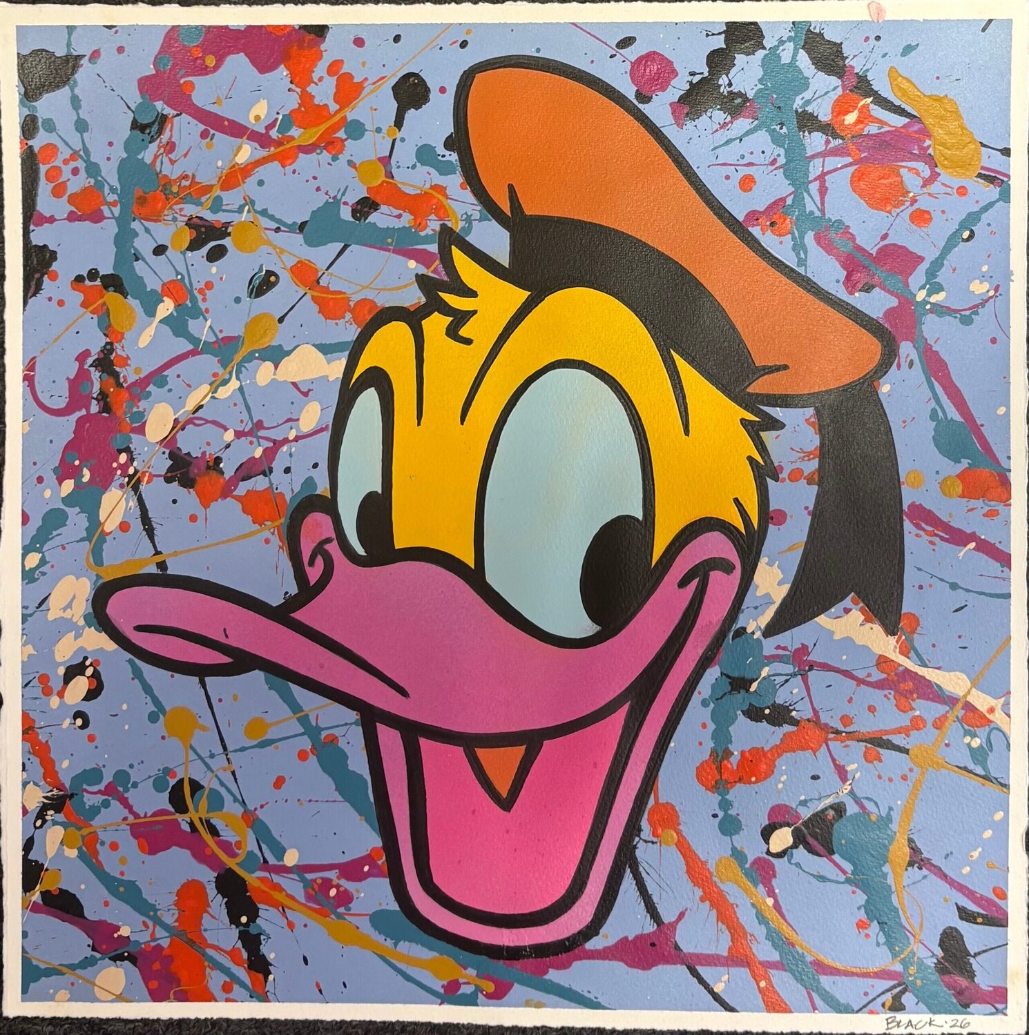 Happy Duck (Blue) Pitch Black Dipinto originale in vendita