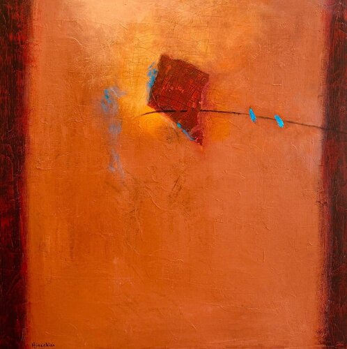 Blue birds flying through Red Cloud von Peggy Hinaekian, Malerei kaufen auf Singulart