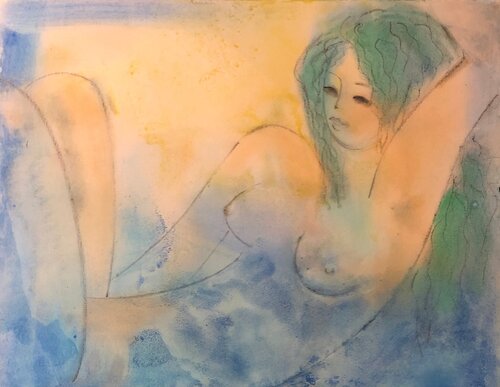 Nude with Green Hair by Peggy Hinaekian, Painting for Sale on Singulart