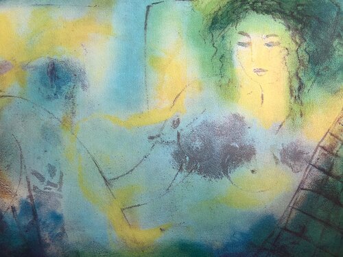 Jeunes Filles Avec Cheveux Verts by Peggy Hinaekian, 회화 for Sale on Singulart