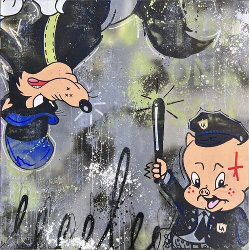 Big Bad Wolfe - Porky Police (reversible) di Artlord, Pittura in vendita su Singulart