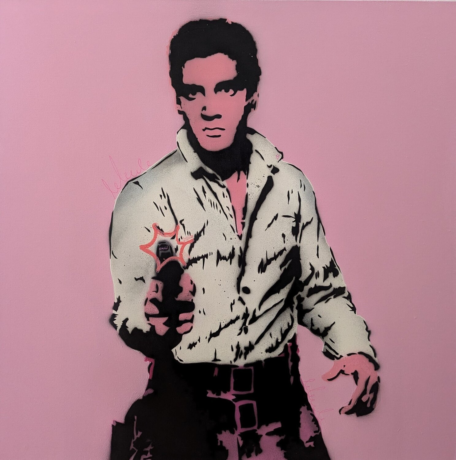 Elvis in Pink Artlord Dipinto originale in vendita