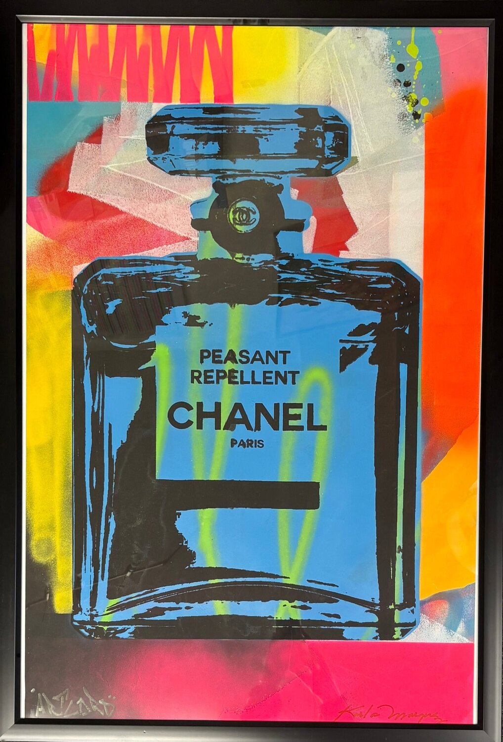 Peasant Repellent (Chanel Perfume - Blue & Green) Artlord Originalgemälde zu verkaufen