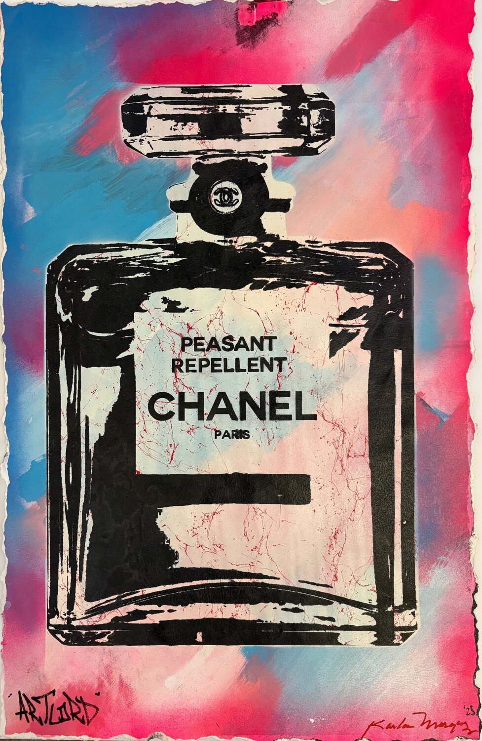Peasant Repellant (Chanel Perfume White) Artlord Dipinto originale in vendita