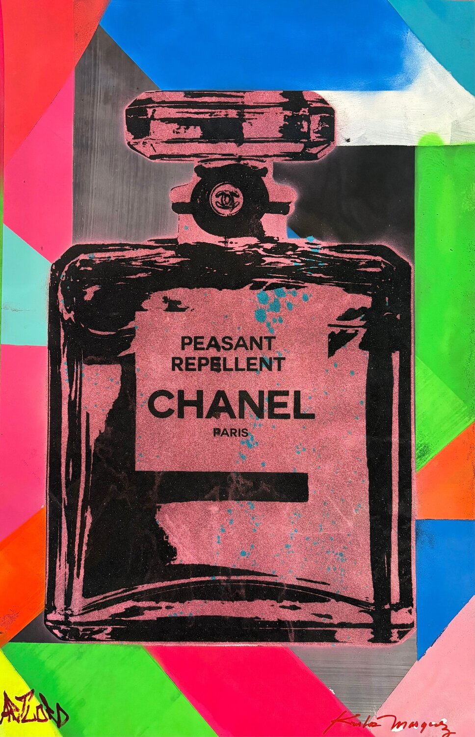 Peasant Repellant (Chanel Perfume Pink) Artlord Originalgemälde zu verkaufen