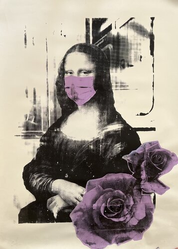 Mona with Purple Flowers von Russian Doll, Malerei kaufen auf Singulart