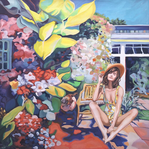 Summer in Eve's garden di Gabriel Cristian Matei, Pittura in vendita su Singulart