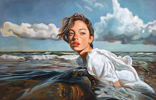 I surrender to deep waters with you! by Gabriel Cristian Matei, Painting for Sale on Singulart