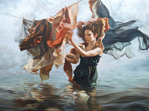 I float among the words that once held my dreams van Gabriel Cristian Matei, Schilderij te koop op Singulart