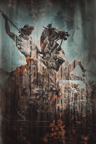 The lion hunter statue, an abstract street photograph. di ihsan Okur, Fotografia in vendita su Singulart