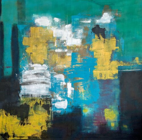 In the wake of the figure's back van Denise Jacottet, Schilderij te koop op Singulart