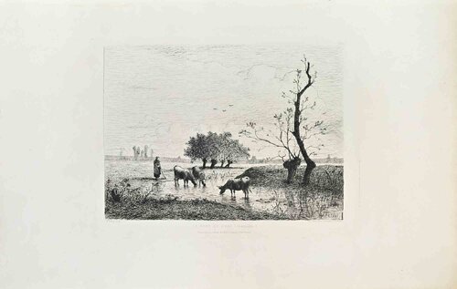 La Mare au Drac (Champagne) von Félix-Hilaire Buhot, Druck kaufen auf Singulart