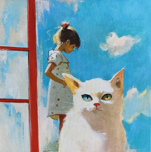 Under a Bright blue sky par Mariia Kotiuzhynska, Peinture en vente sur Singulart