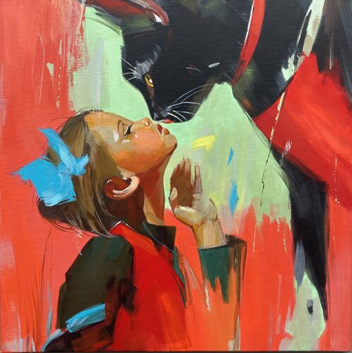 A Kiss for Luck van Mariia Kotiuzhynska, Schilderij te koop op Singulart