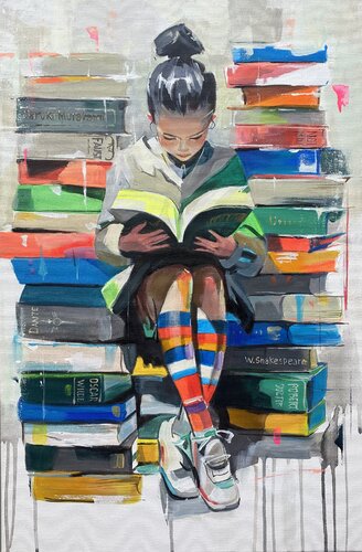 Painted Words par Mariia Kotiuzhynska, Peinture en vente sur Singulart