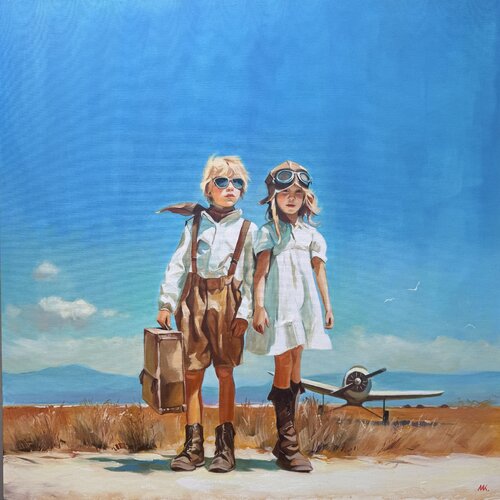 Sky Explorers de Mariia Kotiuzhynska, Pintura a la venta en Singulart
