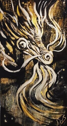 Dragon over the City van Gulshat Sobgaida, Schilderij te koop op Singulart
