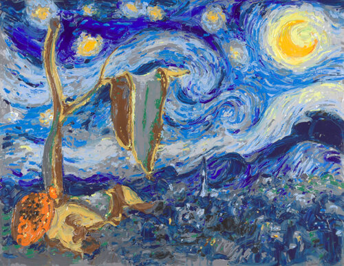 Study for After Vincent Dali van Salvador Gogh - The Persistence of the Starry Night Memory de Philippe Le Miere, Pintura a la venta en Singulart