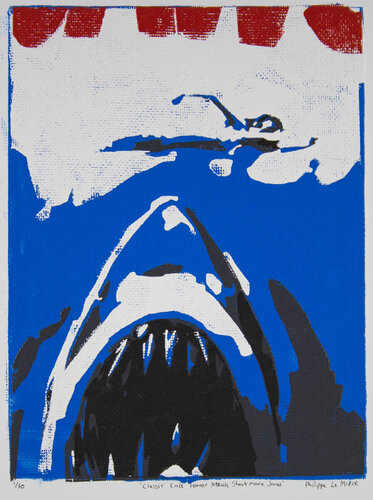 Classic Cult Horror Attack Shark Movie Jaws by Philippe Le Miere, Print for Sale on Singulart