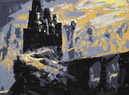classic wizard of oz wicked witch of western society castle di Philippe Le Miere, Pittura in vendita su Singulart