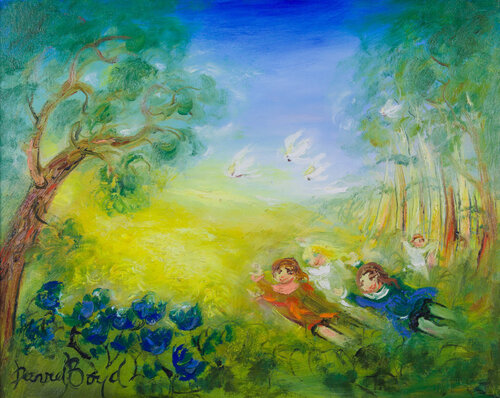 Children in the Orchard by David Boyd, 油畫 for Sale on Singulart