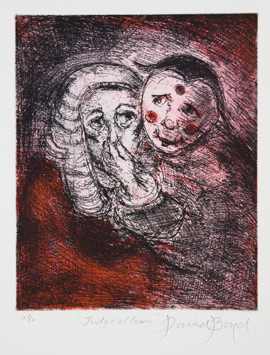 Judge and Clown (Red) von David Boyd, Druck kaufen auf Singulart