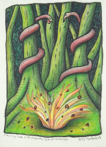 Flaming Hole with Serpents, Tarkine Rainforest van Chris O'Doherty, Werk op papier te koop op Singulart