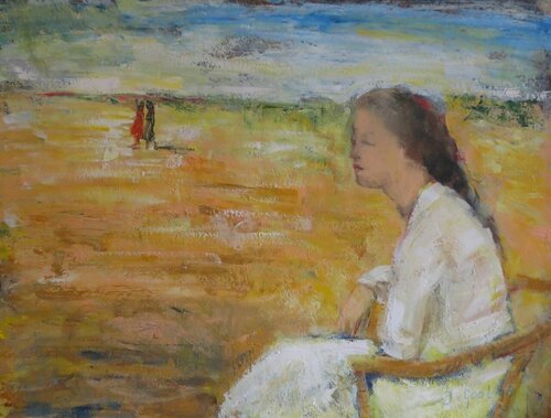 In her thoughts in a white dress von José van Gool, Werk auf Papier kaufen auf Singulart