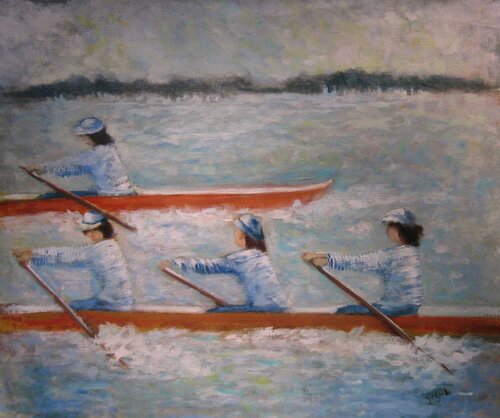 Rowing 5 par José van Gool, Peinture en vente sur Singulart