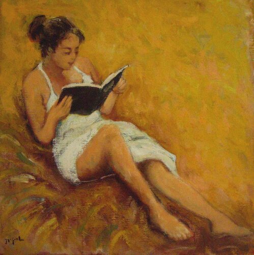 reading 2  by José van Gool, Painting for Sale on Singulart