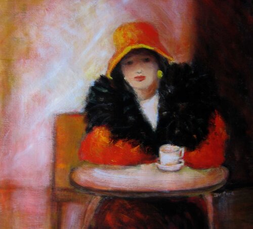 At the café  van José van Gool, Schilderij te koop op Singulart