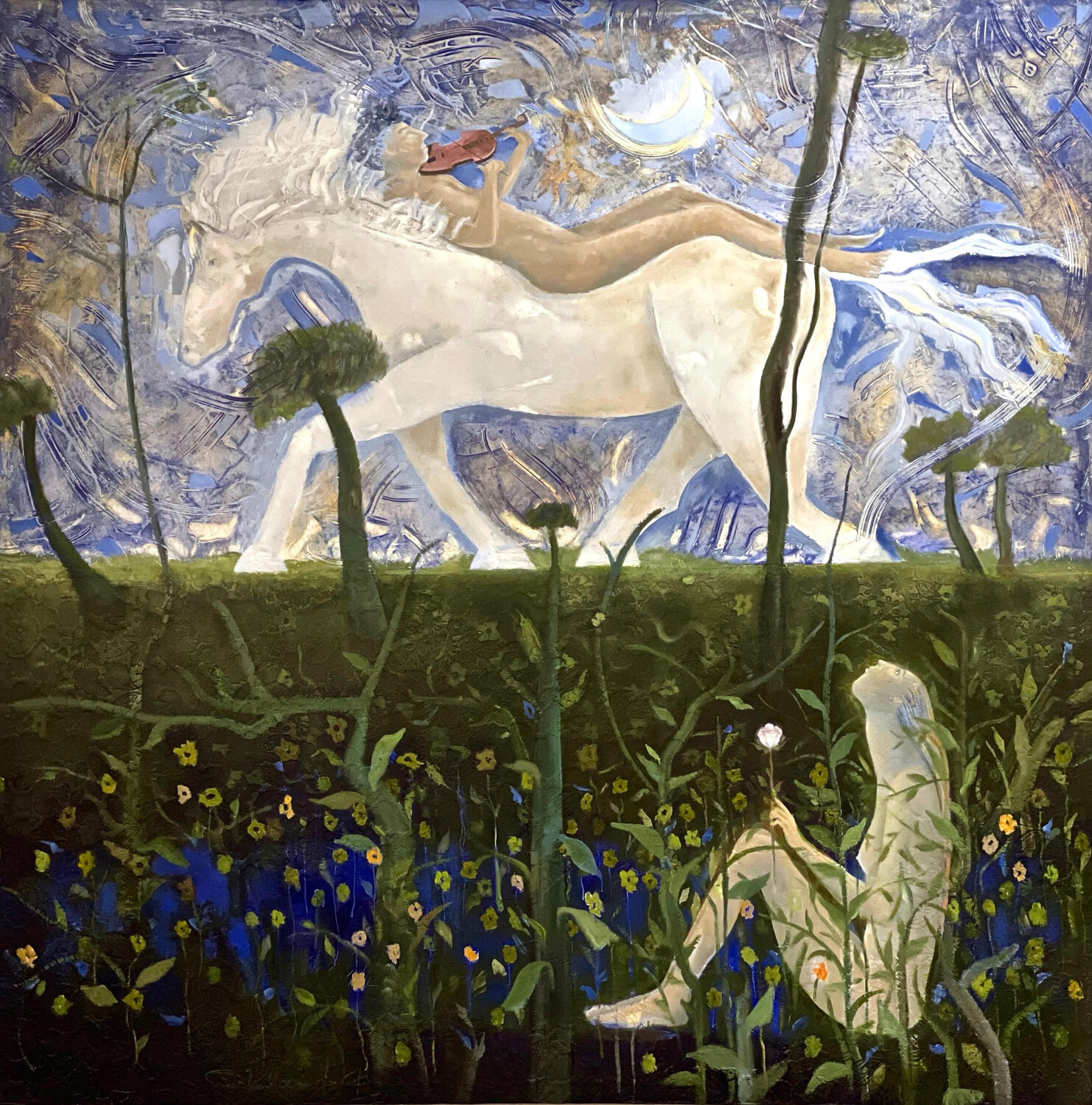 Lyrical Poetry Orlando Agudelo-Botero Dipinto originale in vendita