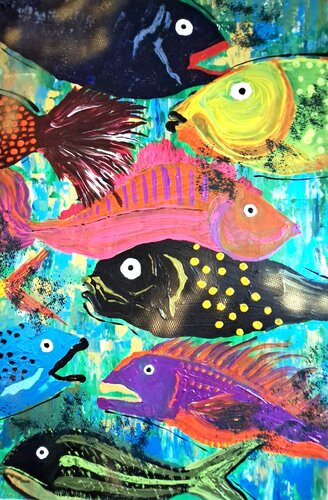 RIBA RIBI GRIZE REP van Valda Marina Kalous, Schilderij te koop op Singulart