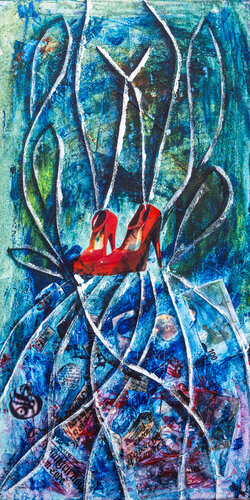 Rote Schuhe 1 di Christa Baisch, Pittura in vendita su Singulart