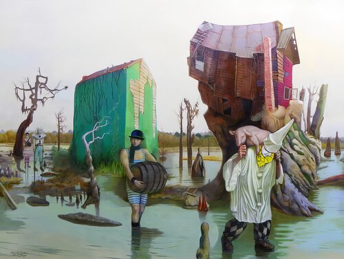 Marauding Comedians van Henryk Fantazos, Schilderij te koop op Singulart