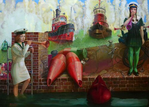 Fog Horn Sentry de Henryk Fantazos, Pintura a la venta en Singulart