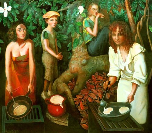 Pancakes from Two Skillets von Henryk Fantazos, Malerei kaufen auf Singulart