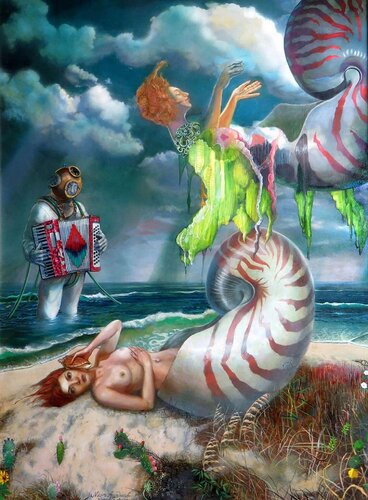 Marine Accordionist di Henryk Fantazos, Pittura in vendita su Singulart