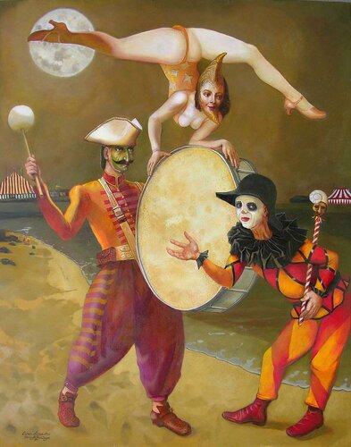 Lunar Acrobatics de Henryk Fantazos, Pintura a la venta en Singulart