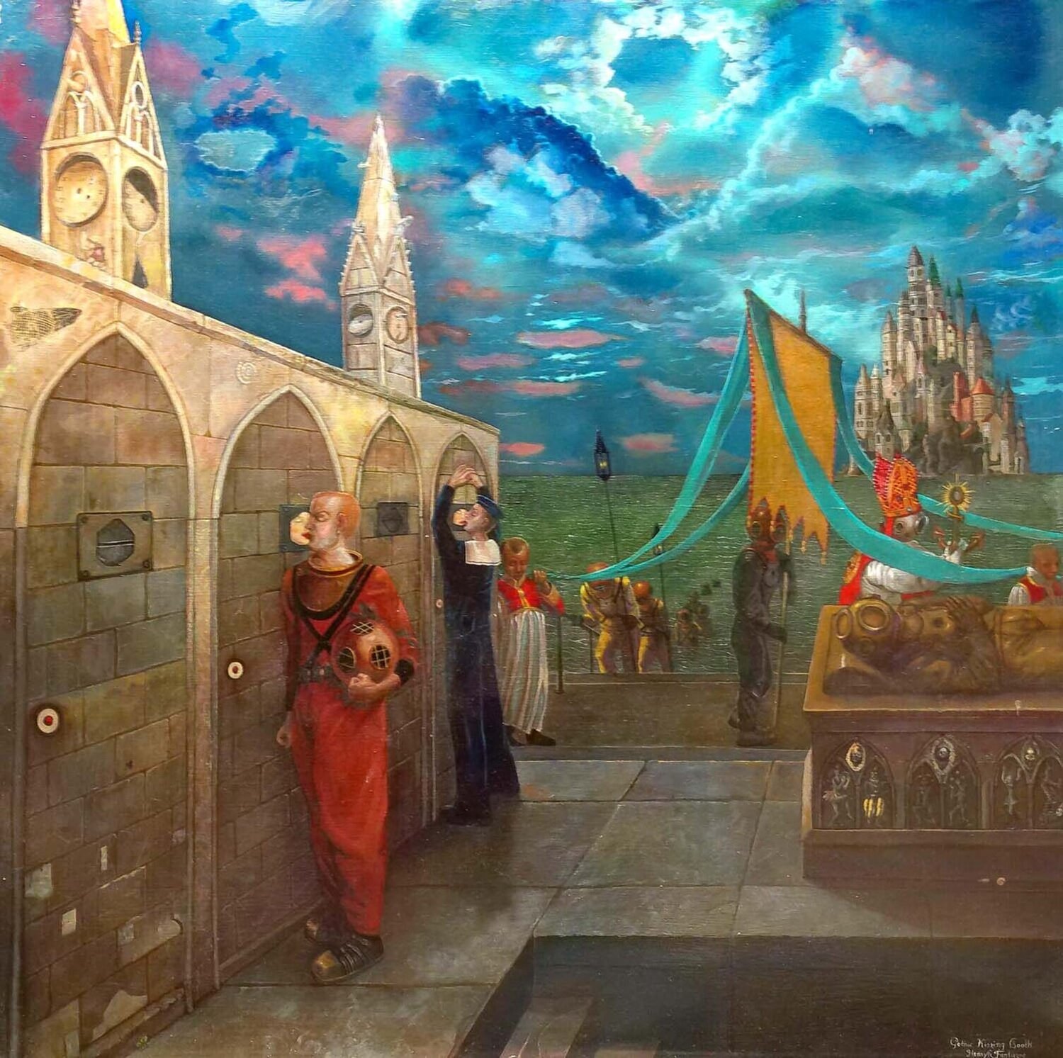 Gothic Kissing Booth Henryk Fantazos Originalgemälde zu verkaufen