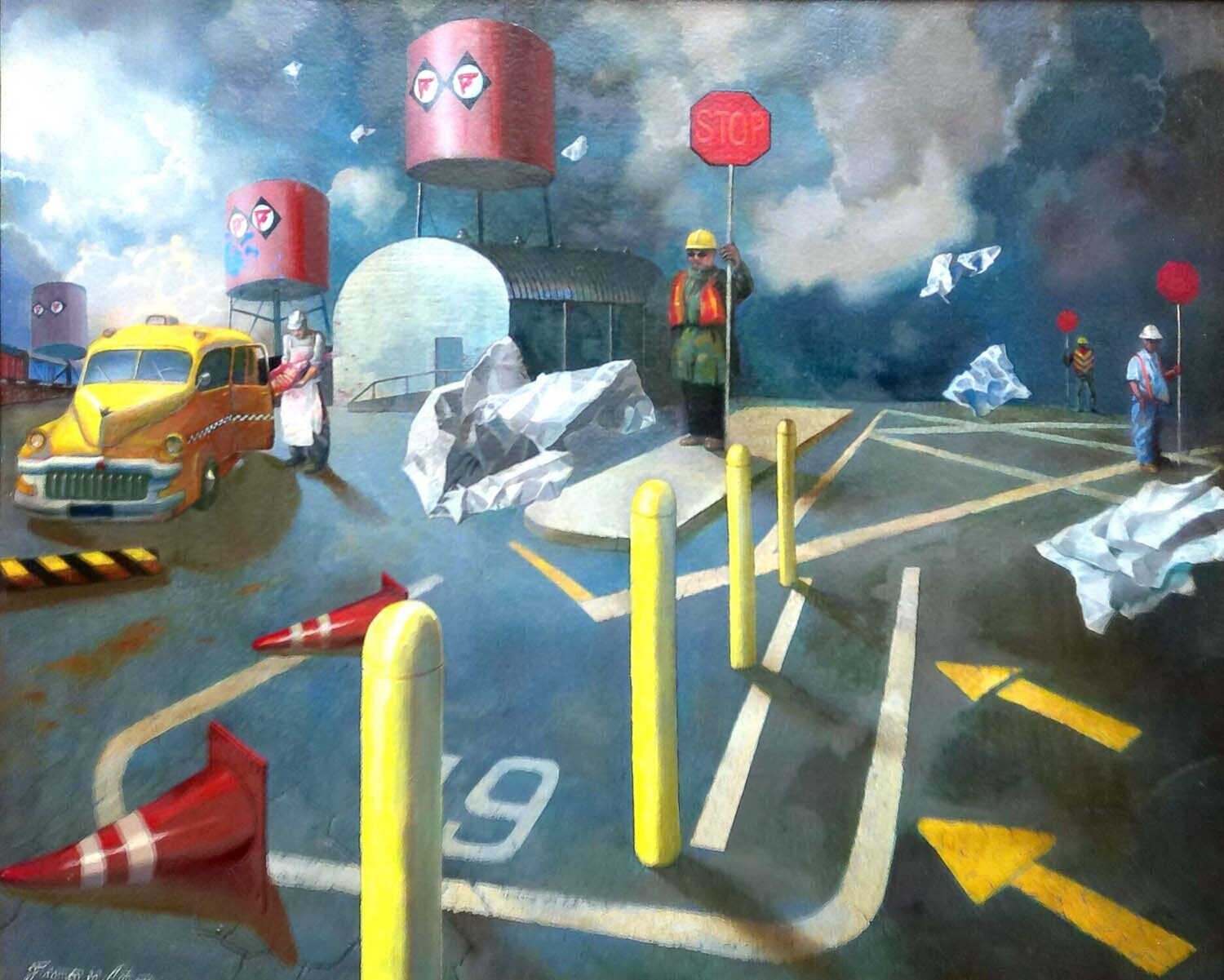 Flagmen in Autumn Henryk Fantazos Originalgemälde zu verkaufen