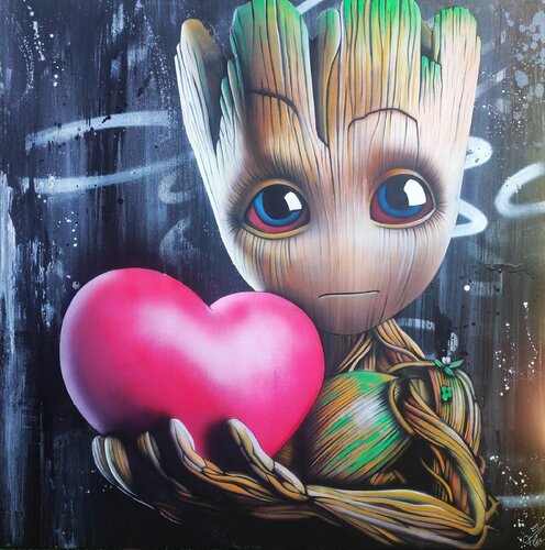 Je s'aime Groot van Flu, Schilderij te koop op Singulart