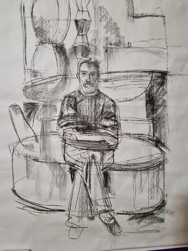 Brâncuși in the workshop di Liliana Georgeta Barna, Disegno in vendita su Singulart