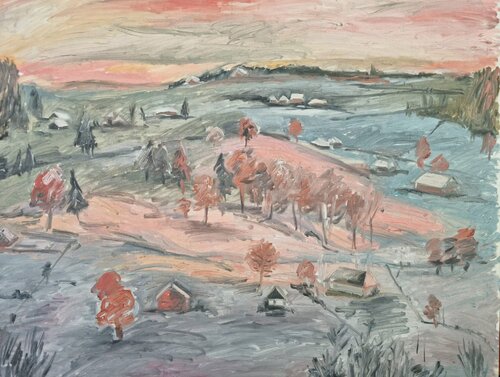 Dusk in winter von Liliana Georgeta Barna, Malerei kaufen auf Singulart