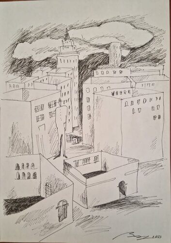 Kafka's World van Liliana Georgeta Barna, Tekening te koop op Singulart